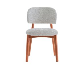 cadeira iara estofada em boucle cru para sala de jantar