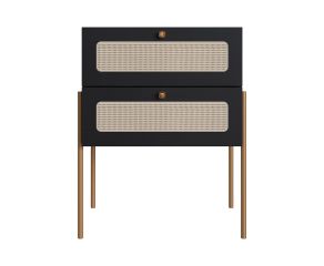 mesa de cabeceira leblon nero com pés metal dourado