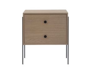 mesa de cabeceira 2 gavetas pine carvalho pes metal frente