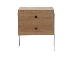 mesa de cabeceira 2 gavetas pine dual pes metal frente