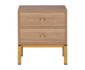 Mesa de Cabeceira Adra 2 Gavetas Madeira Dourado