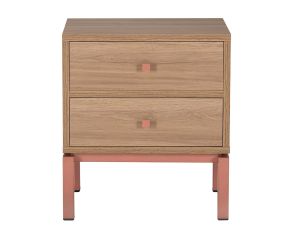 Mesa de Cabeceira Adra 2 Gavetas Madeira Rose