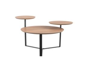 mesa de centro moma, com 3 tampos hanover e pés metal preto