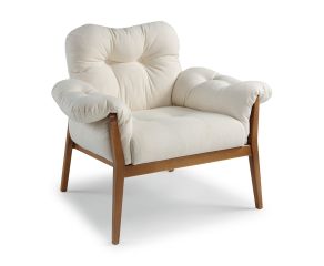 poltrona estofada giz&eacute; em tecido cru - design assinado