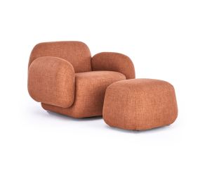 poltrona com puff moretz mescla terracota linda e elegante para sala e quartos com garantia