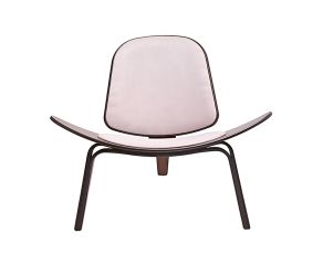 Poltrona Shell - Estrutura Pau Ferro + Assento e Encosto Corino Branco