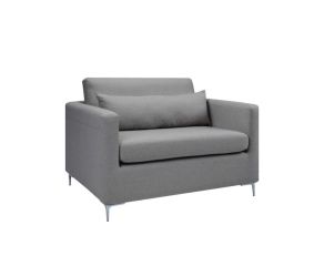 Poltrona estofada meg cinza com almofada formato design quadrado
