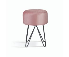 Pufe Mari Base Aço - Rosa